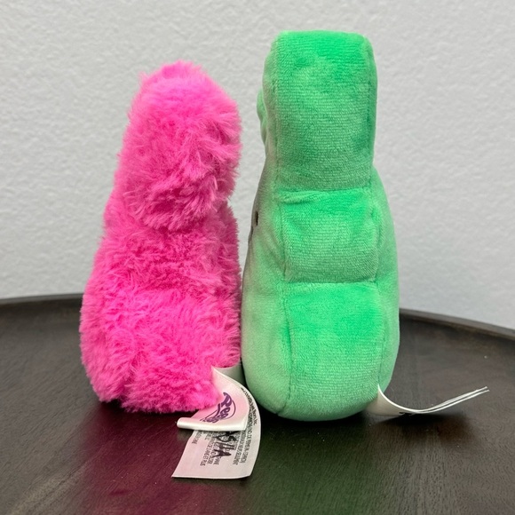 Peeps Set of 2 Rabbit Plush Toy Animals Pink Green - Picture 4 of 9
